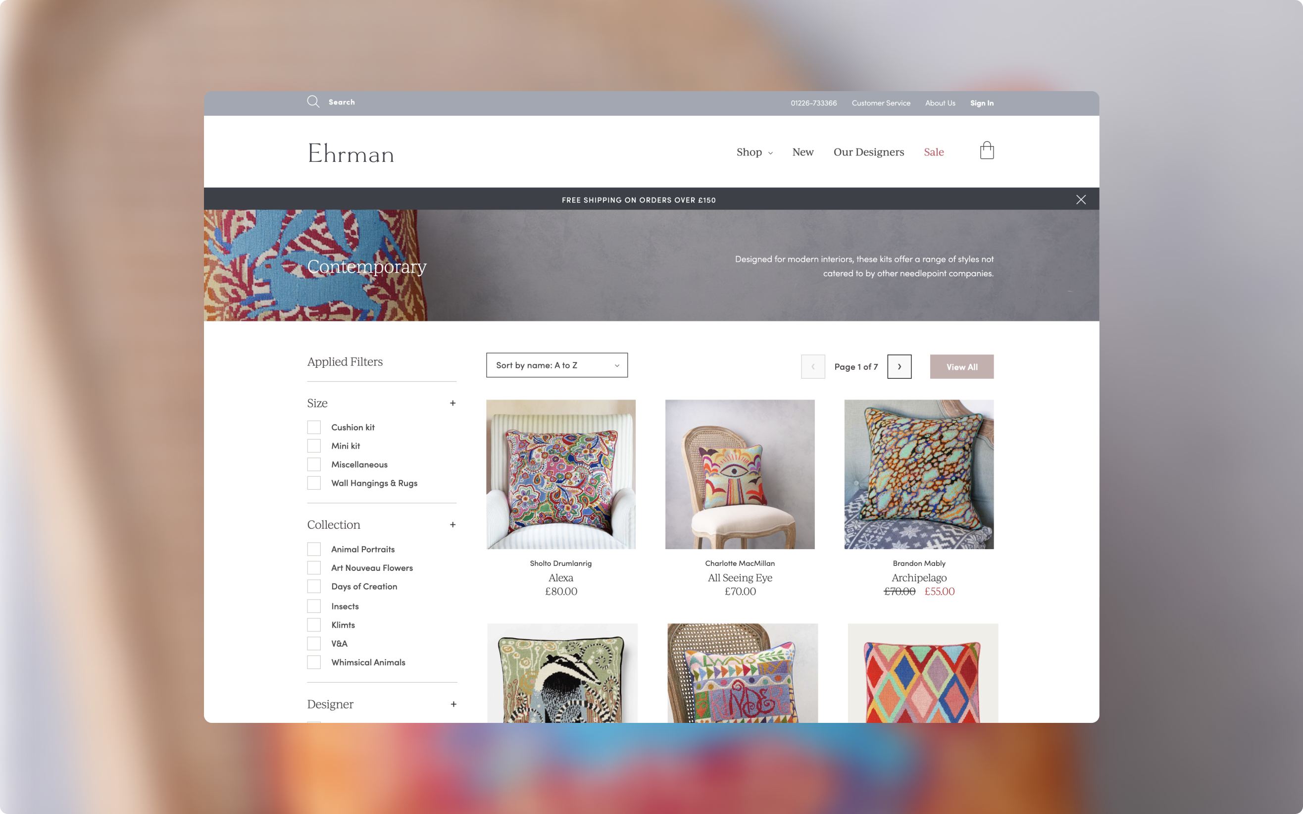 Ehrman Tapestry Desktop homepage